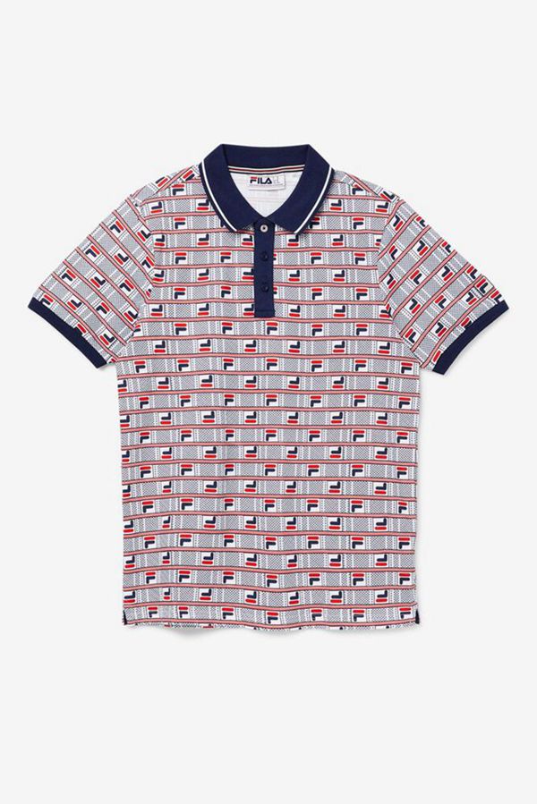 Fila Gianni Men's Polo Shirts - Navy/White/Red,NZ 467-10375